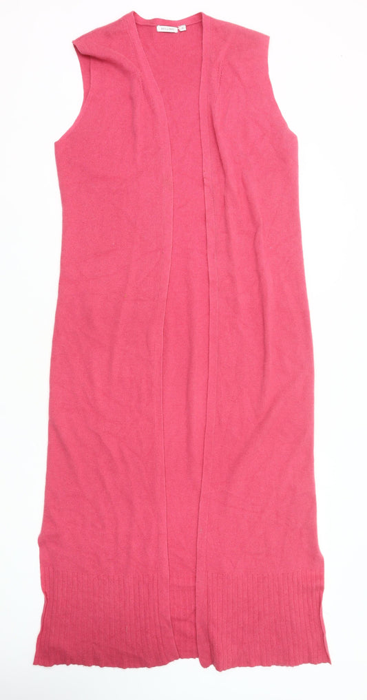 Bellino Women’s Pink Sleeveless Long Cardigan Size 16 Knit V-Neck