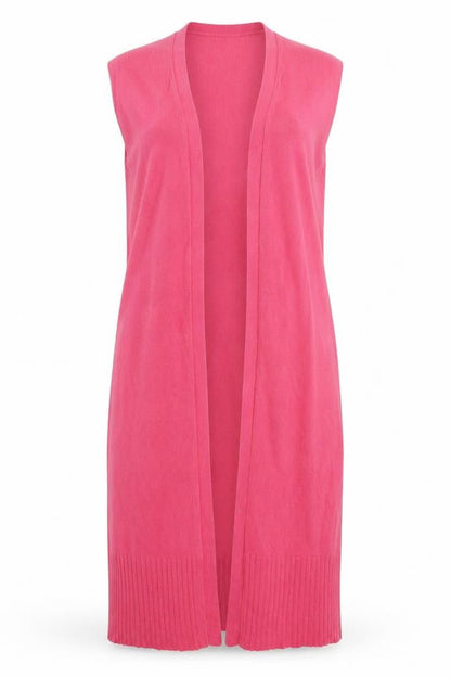 Bellino Women’s Pink Sleeveless Long Cardigan Size 16 Knit V-Neck