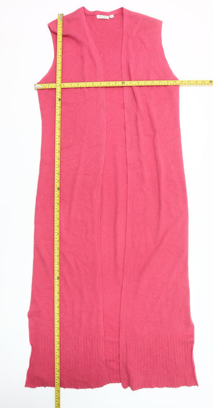 Bellino Women’s Pink Sleeveless Long Cardigan Size 16 Knit V-Neck