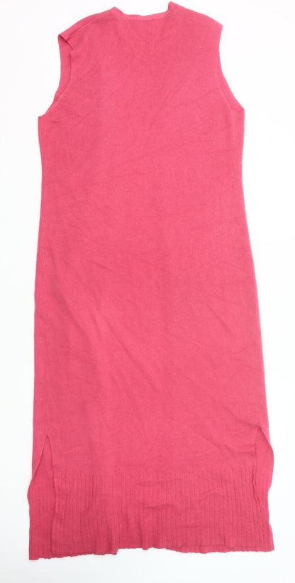 Bellino Women’s Pink Sleeveless Long Cardigan Size 16 Knit V-Neck
