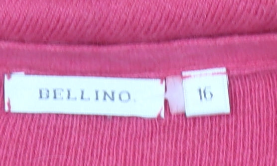Bellino Women’s Pink Sleeveless Long Cardigan Size 16 Knit V-Neck