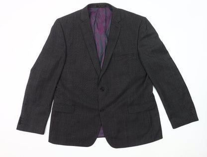 Ted Baker Men's Grey Wool Blend 46R Blazer Jacket Classic Formal