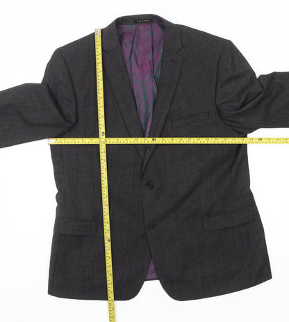 Ted Baker Men's Grey Wool Blend 46R Blazer Jacket Classic Formal