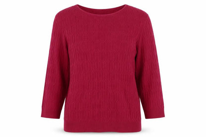 Country Casuals Womens Red Cotton Cable Knit Pullover Jumper Size L