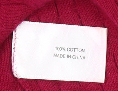 CC Womens Red Cotton Cable Knit Pullover Jumper Size L
