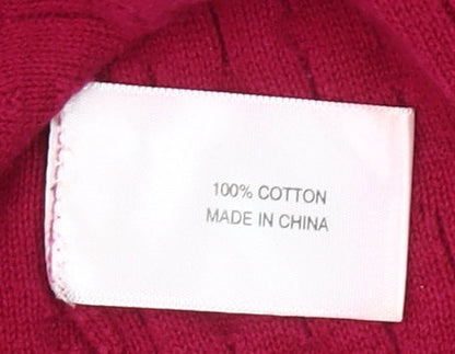CC Womens Red Cotton Cable Knit Pullover Jumper Size L