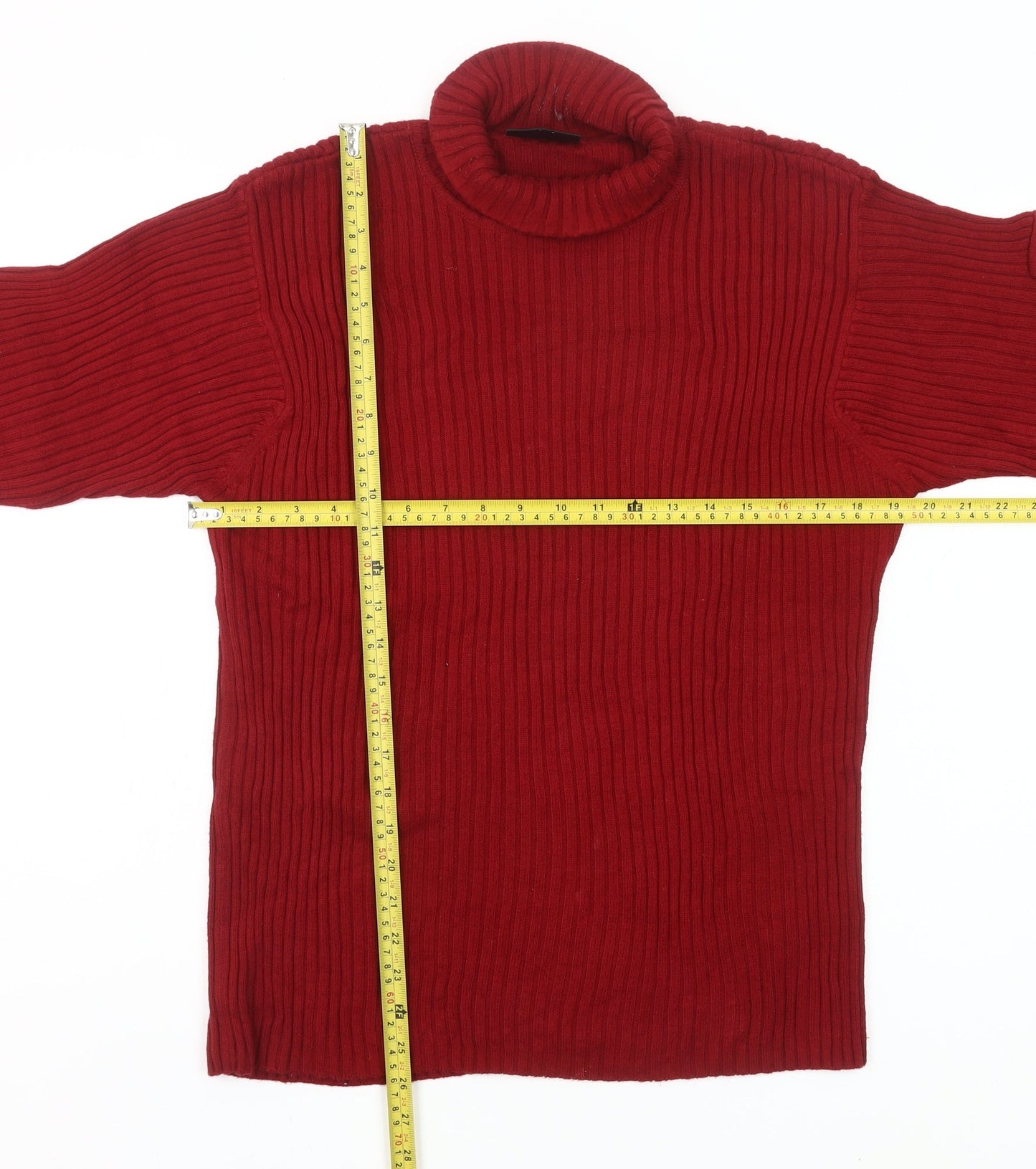 Next Women’s Red Roll Neck Cotton Jumper Size M Long Sleeve Knit