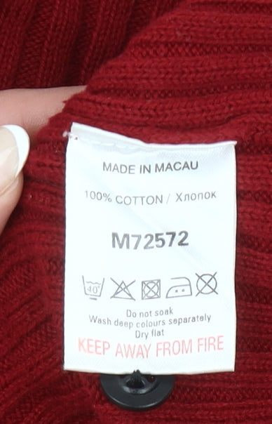 Next Women’s Red Roll Neck Cotton Jumper Size M Long Sleeve Knit
