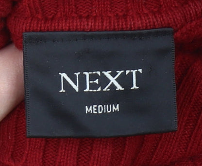 Next Women’s Red Roll Neck Cotton Jumper Size M Long Sleeve Knit