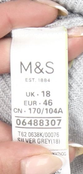 Marks and Spencer Women’s Grey V-Neck Long Sleeve Cardigan UK 18