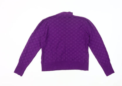 Warehouse Women’s Purple Mock Neck Knit Jumper Size L