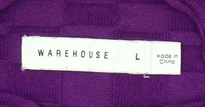 Warehouse Women’s Purple Mock Neck Knit Jumper Size L