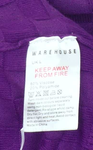Warehouse Women’s Purple Mock Neck Knit Jumper Size L