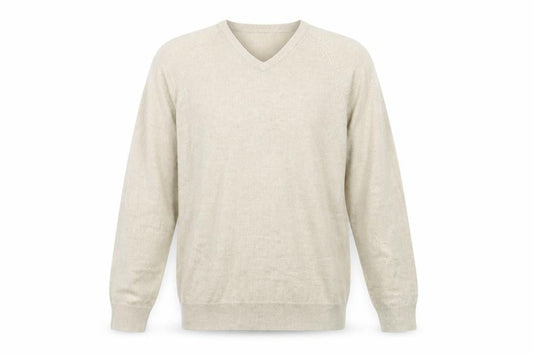 BH Men’s Beige V-Neck Pullover Jumper Medium Acrylic Knit