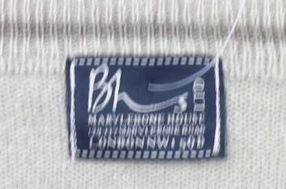 BH Men’s Beige V-Neck Pullover Jumper Medium Acrylic Knit
