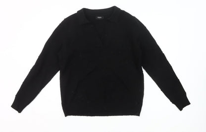 Klass Women's Black Collared Pullover Jumper Size L Long Sleeve