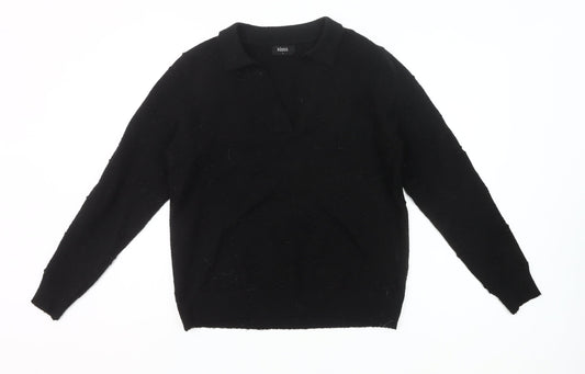 Klass Women's Black Collared Pullover Jumper Size L Long Sleeve