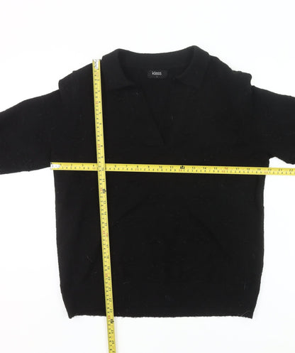 Klass Women's Black Collared Pullover Jumper Size L Long Sleeve