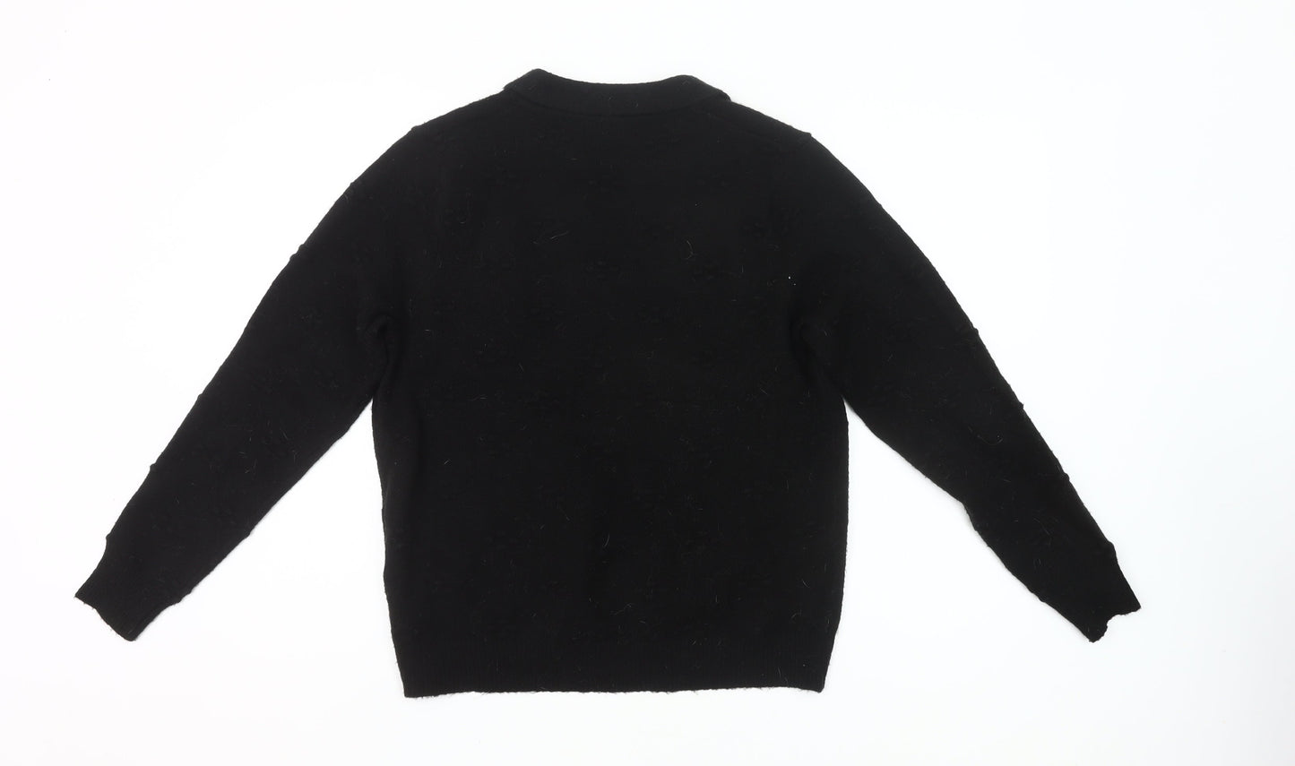 Klass Women's Black Collared Pullover Jumper Size L Long Sleeve