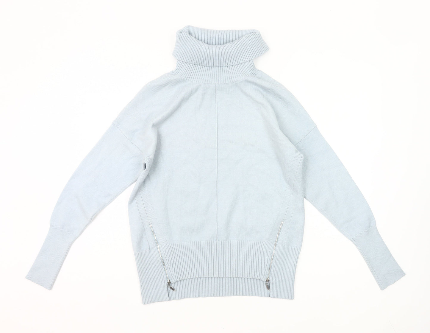 Phase Eight Womens Blue XS Roll Neck Pullover Jumper with Zips