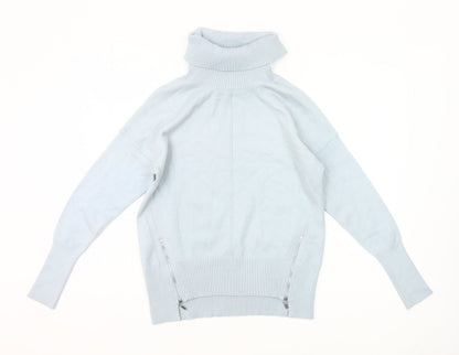 Phase Eight Womens Blue XS Roll Neck Pullover Jumper with Zips