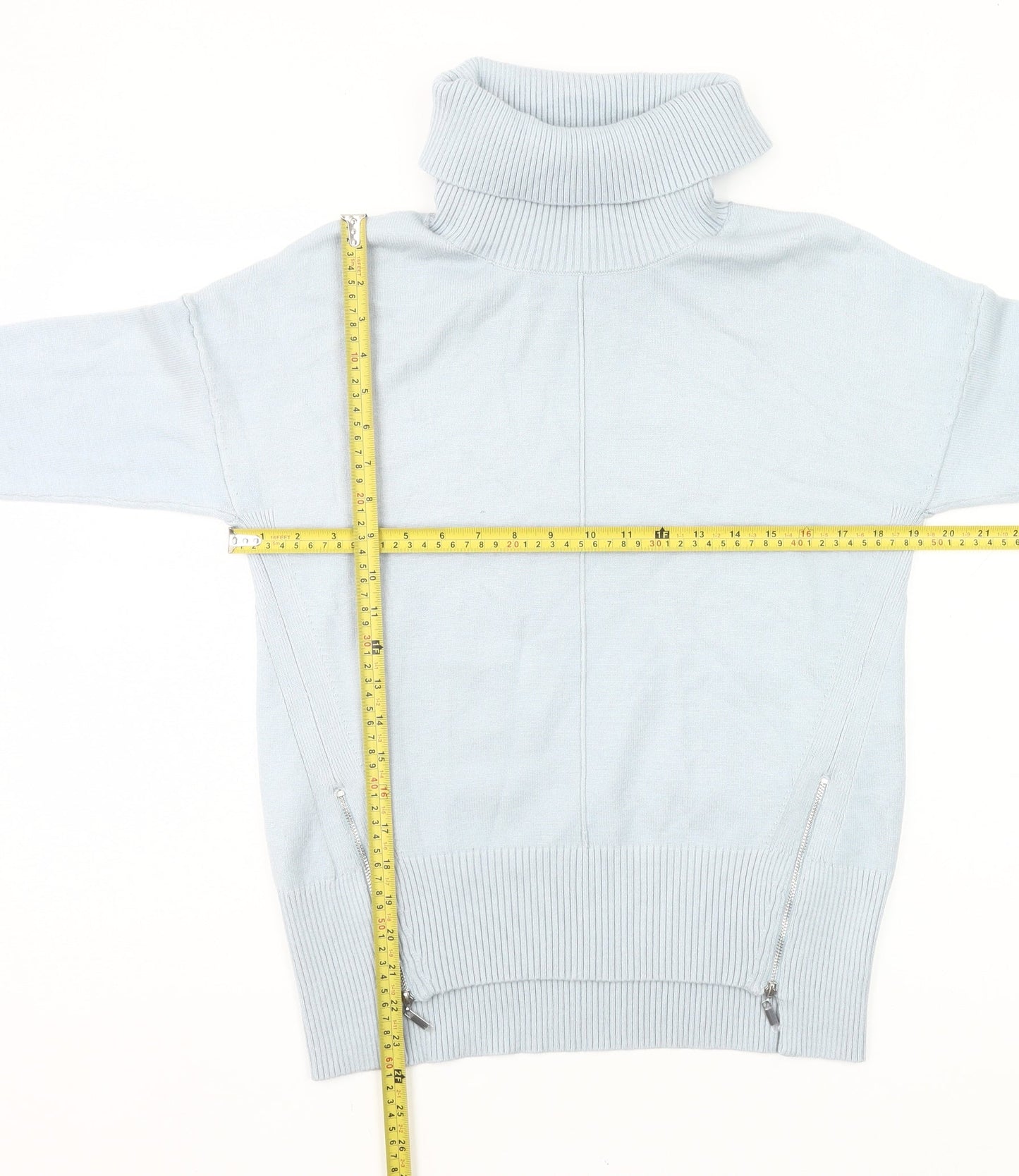 Phase Eight Womens Blue XS Roll Neck Pullover Jumper with Zips