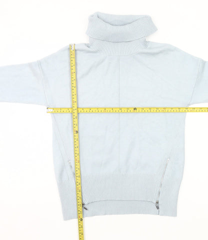 Phase Eight Womens Blue XS Roll Neck Pullover Jumper with Zips