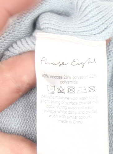 Phase Eight Womens Blue XS Roll Neck Pullover Jumper with Zips