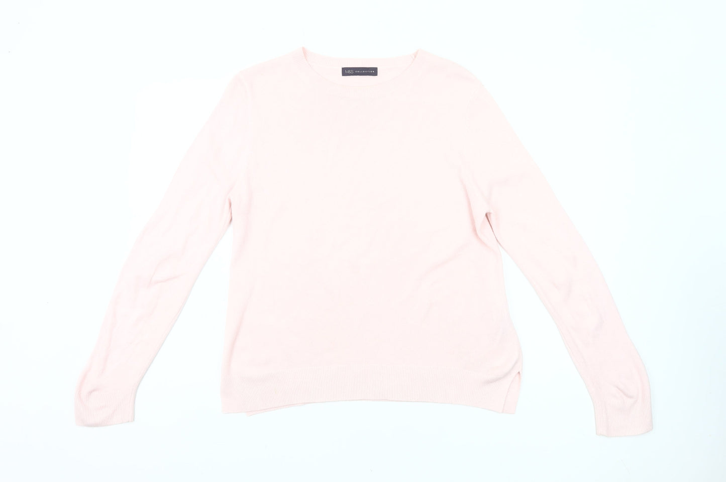 Marks and Spencer Womens Pink Size 14 Crew Neck Acrylic Jumper