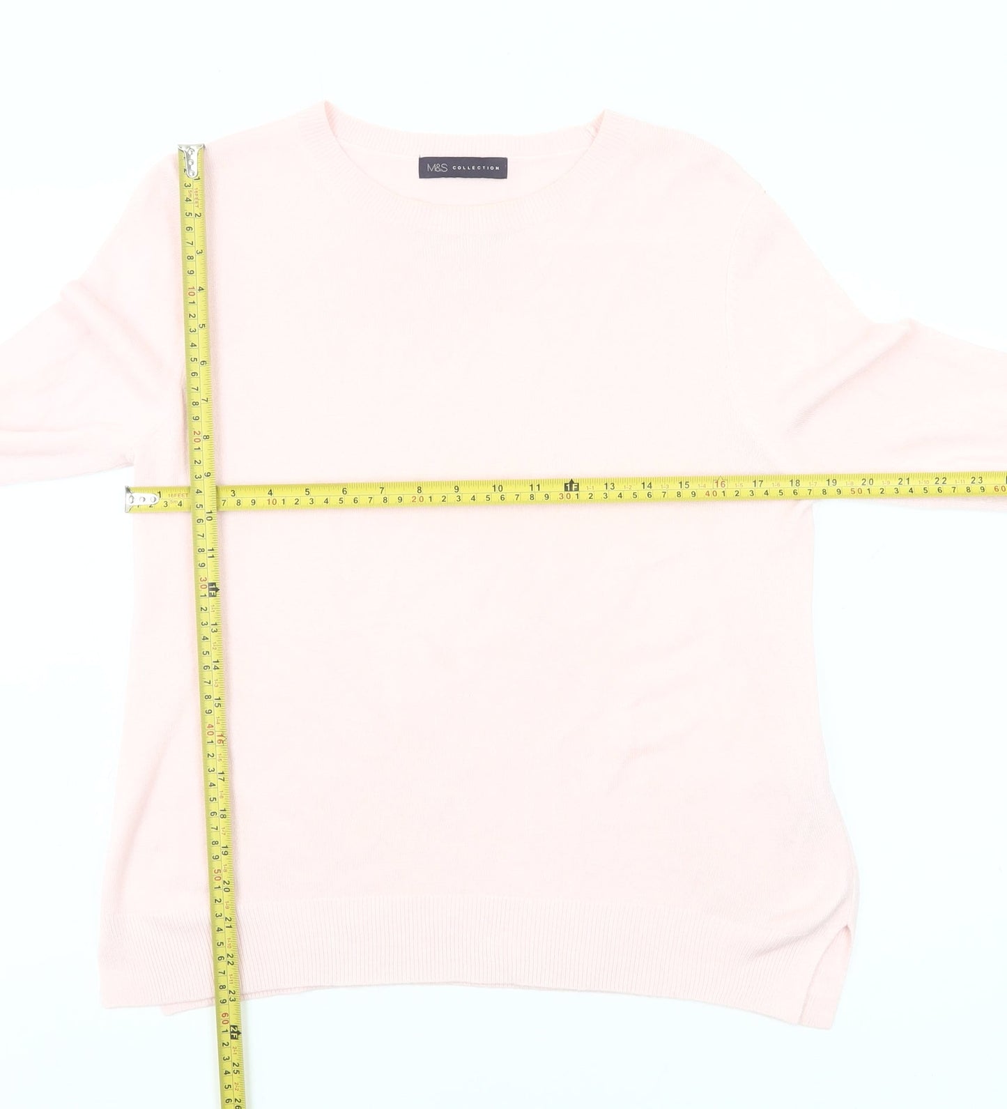 Marks and Spencer Womens Pink Size 14 Crew Neck Acrylic Jumper
