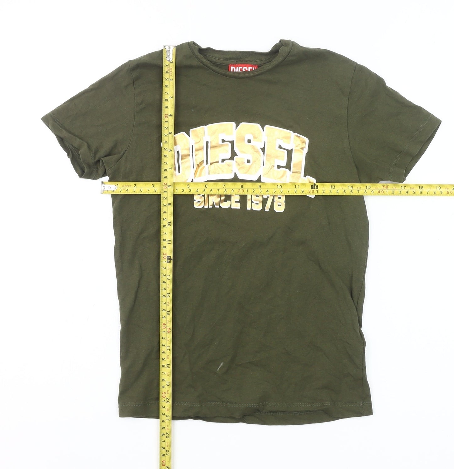 Diesel Boys Green Logo Graphic T-Shirt Size 10 Years Cotton Casual