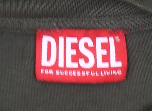 Diesel Boys Green Logo Graphic T-Shirt Size 10 Years Cotton Casual