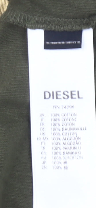 Diesel Boys Green Logo Graphic T-Shirt Size 10 Years Cotton Casual