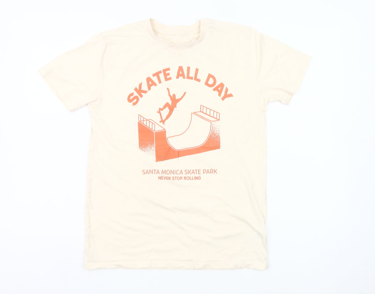 Dunnes Stores Boys Beige Skate Graphic T-Shirt Size L 85cm