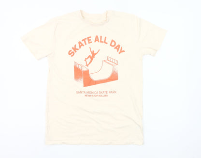 Dunnes Stores Boys Beige Skate Graphic T-Shirt Size L 85cm
