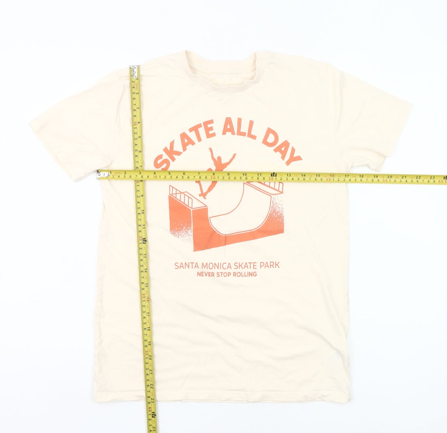 Dunnes Stores Boys Beige Skate Graphic T-Shirt Size L 85cm