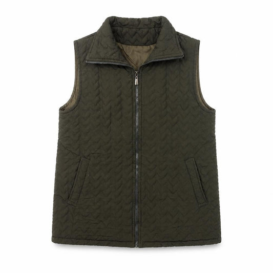Baihe Women's Green Quilted Sleeveless Waistcoat XL Zip Pockets