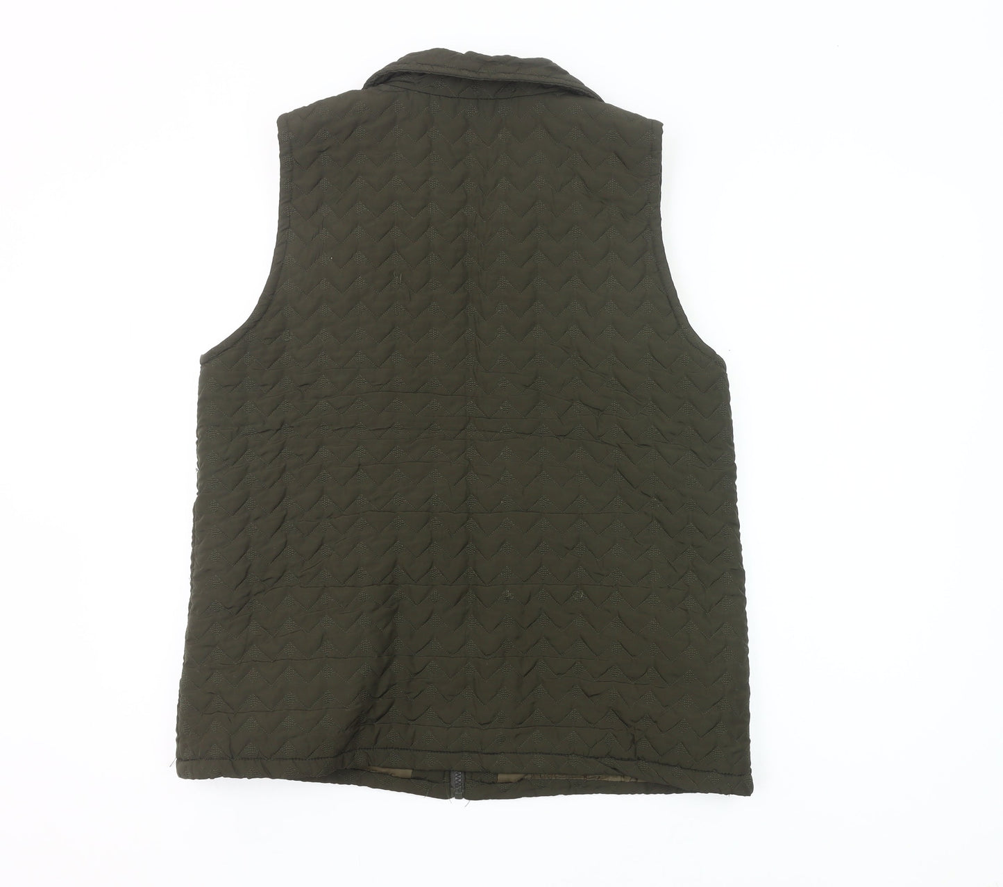 Baihe Women's Green Quilted Sleeveless Waistcoat XL Zip Pockets
