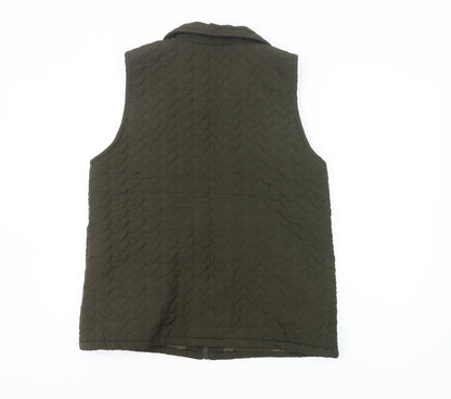 Baihe Women's Green Quilted Sleeveless Waistcoat XL Zip Pockets