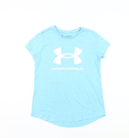 Under Armour Boys Blue Logo T-Shirt Size 10 Years Short Sleeve Activewear