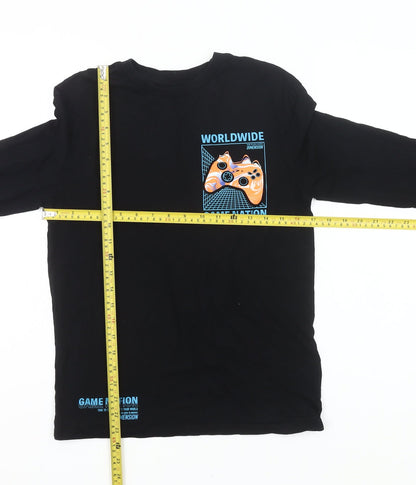 Marks and Spencer Boys Black 12-13 Years Long Sleeve Gaming Pyjama Top