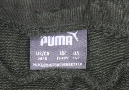 Puma Boys Green Sweat Shorts 11-12 Years Regular Fit Sports Activewear