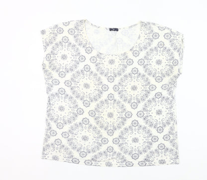 Gap Women Ivory Paisley Print Scoop Neck T-Shirt Size M