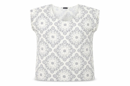 Gap Women Ivory Paisley Print Scoop Neck T-Shirt Size M