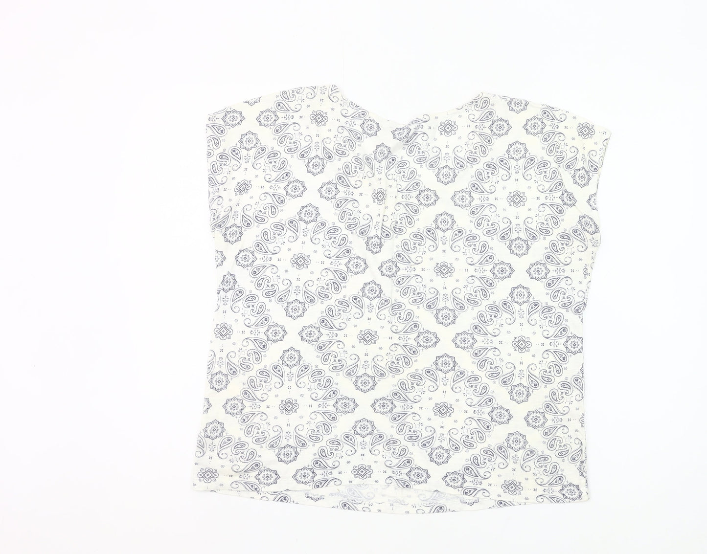 Gap Women Ivory Paisley Print Scoop Neck T-Shirt Size M