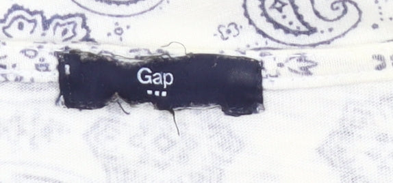 Gap Women Ivory Paisley Print Scoop Neck T-Shirt Size M