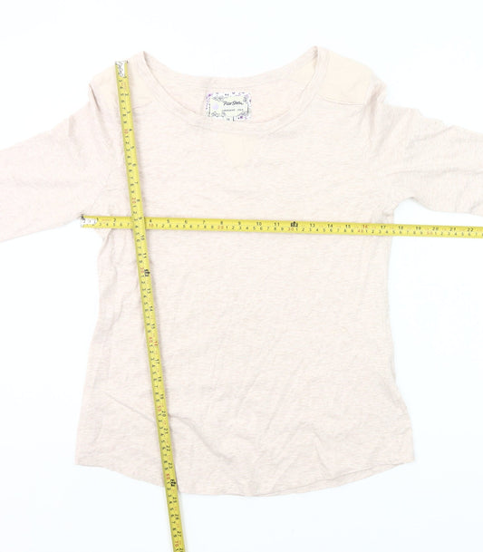 Peter Storm Womens Beige Cotton 3/4 Sleeve Scoop Neck T-Shirt Size 14