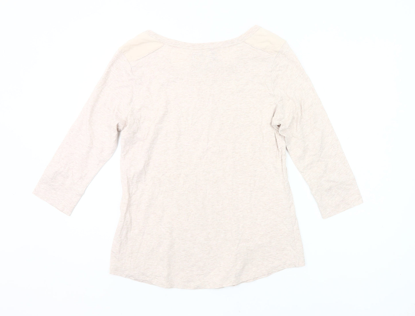 Peter Storm Womens Beige Cotton 3/4 Sleeve Scoop Neck T-Shirt Size 14