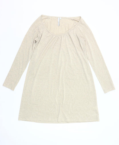 Michael Stars Women’s Beige Shift Dress M Long Sleeve Scoop Neck