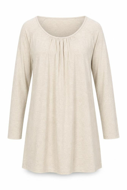 Michael Stars Women’s Beige Shift Dress M Long Sleeve Scoop Neck
